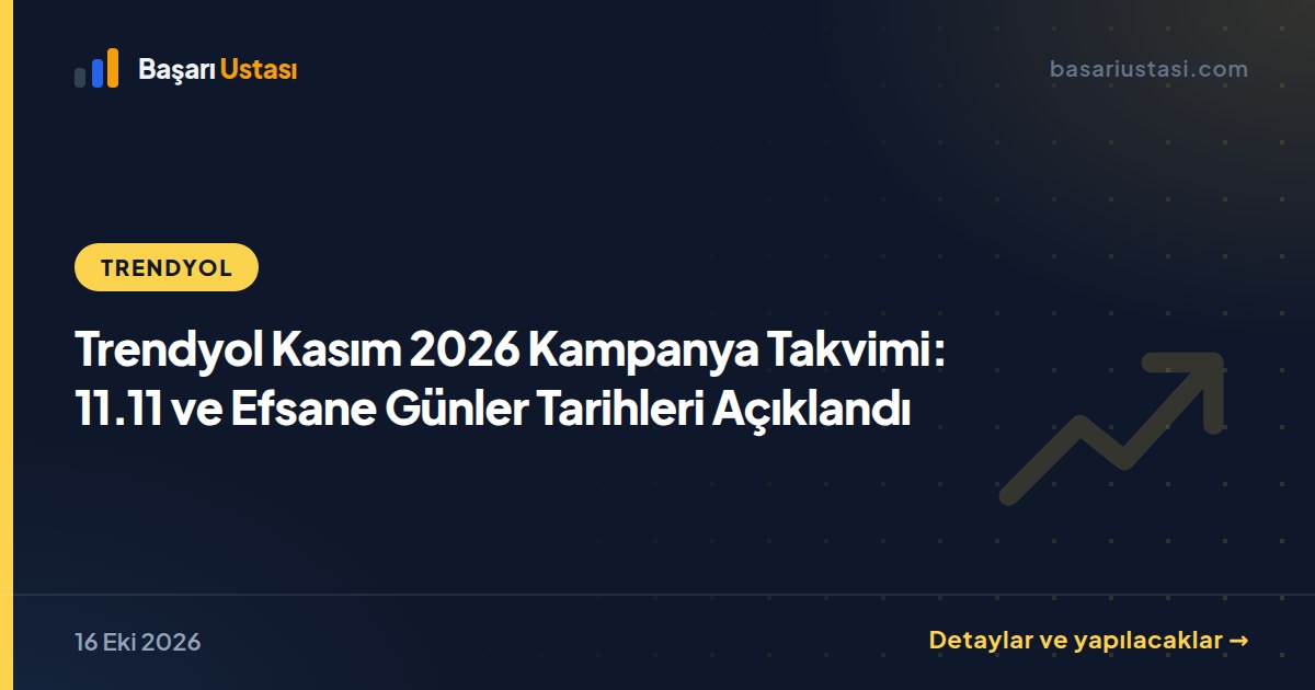 Trendyol Kasım 2026 Kampanya Takvimi: 11.11 ve Efsane Günler Tarihleri Açıklandı