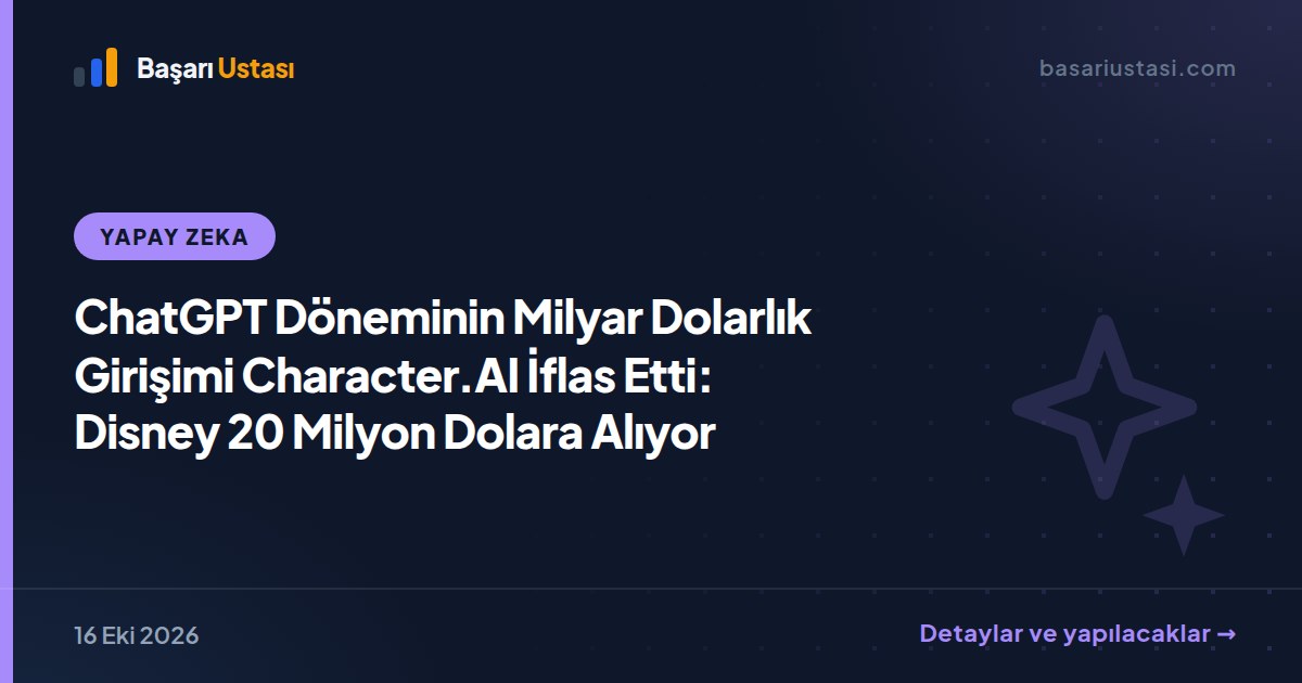 ChatGPT Döneminin Milyar Dolarlık Girişimi Character.AI İflas Etti: Disney 20 Milyon Dolara Alıyor