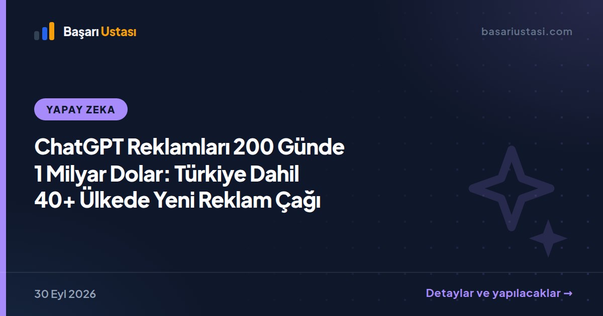 ChatGPT Reklamları 200 Günde 1 Milyar Dolar: Türkiye Dahil 40+ Ülkede Yeni Reklam Çağı