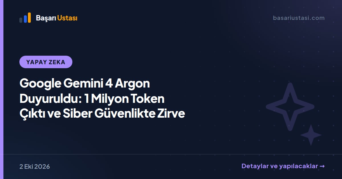 Google Gemini 4 Argon Duyuruldu: 1 Milyon Token Çıktı ve Siber Güvenlikte Zirve