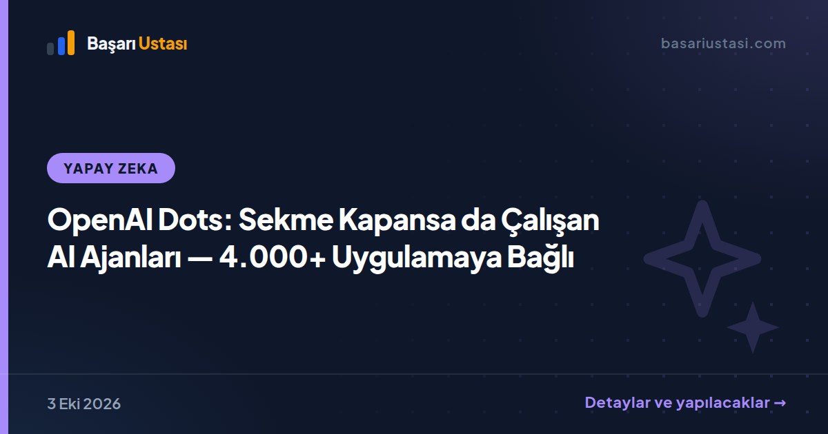 OpenAI Dots: Sekme Kapansa da Çalışan AI Ajanları — 4.000+ Uygulamaya Bağlı