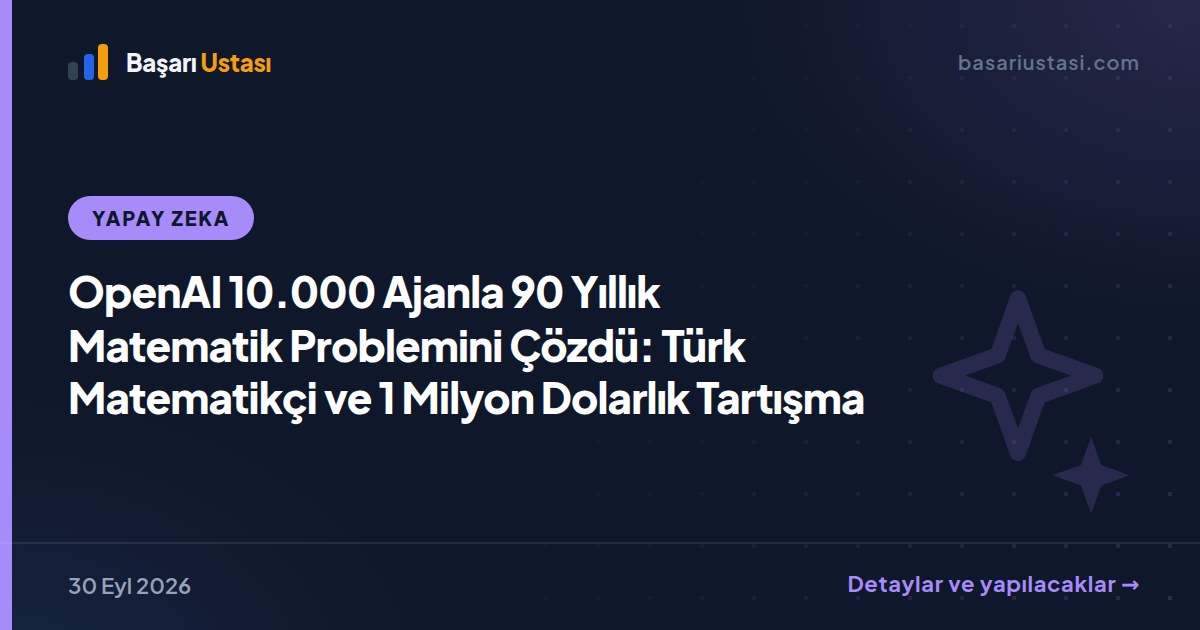 OpenAI 10.000 Ajanla 90 Yıllık Matematik Problemini Çözdü: Türk Matematikçi ve 1 Milyon Dolarlık Tartışma