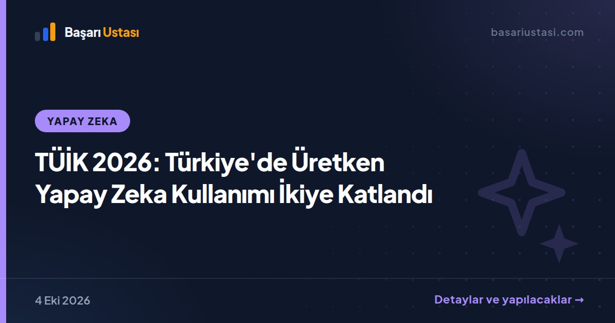 TÜİK 2026: Türkiye'de Üretken Yapay Zeka Kullanımı İkiye Katlandı