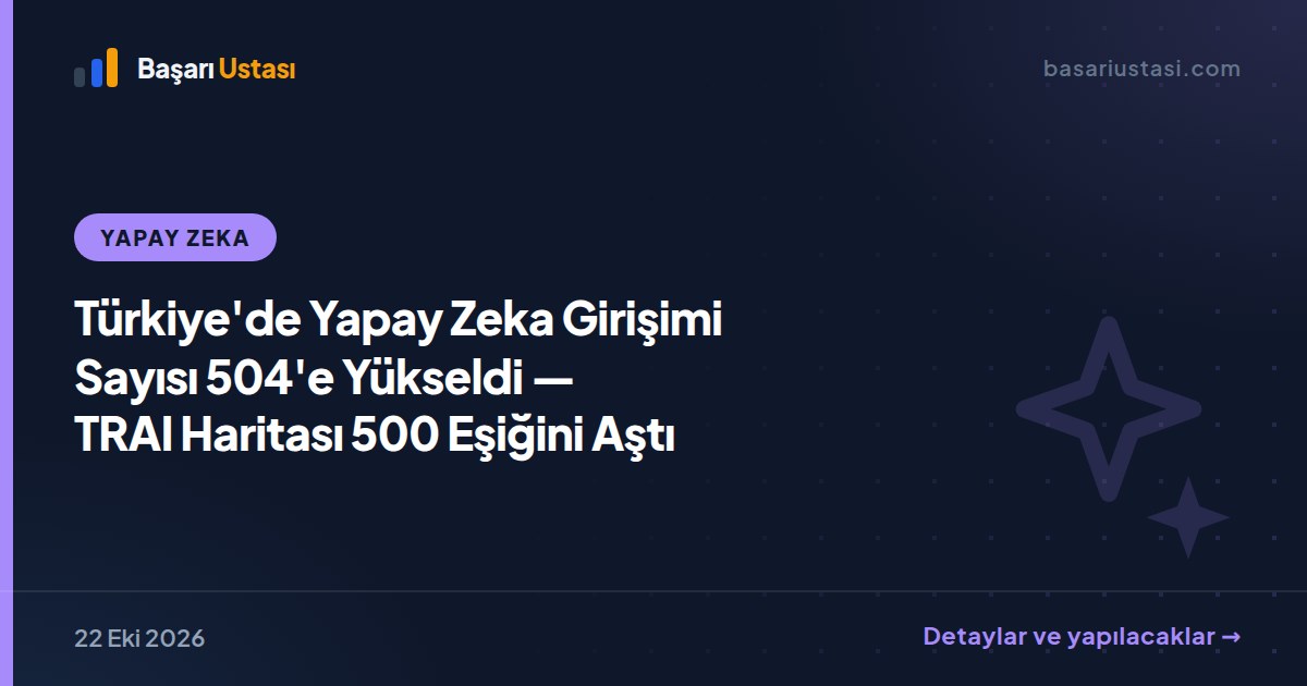 Türkiye'de Yapay Zeka Girişimi Sayısı 504'e Yükseldi — TRAI Haritası 500 Eşiğini Aştı